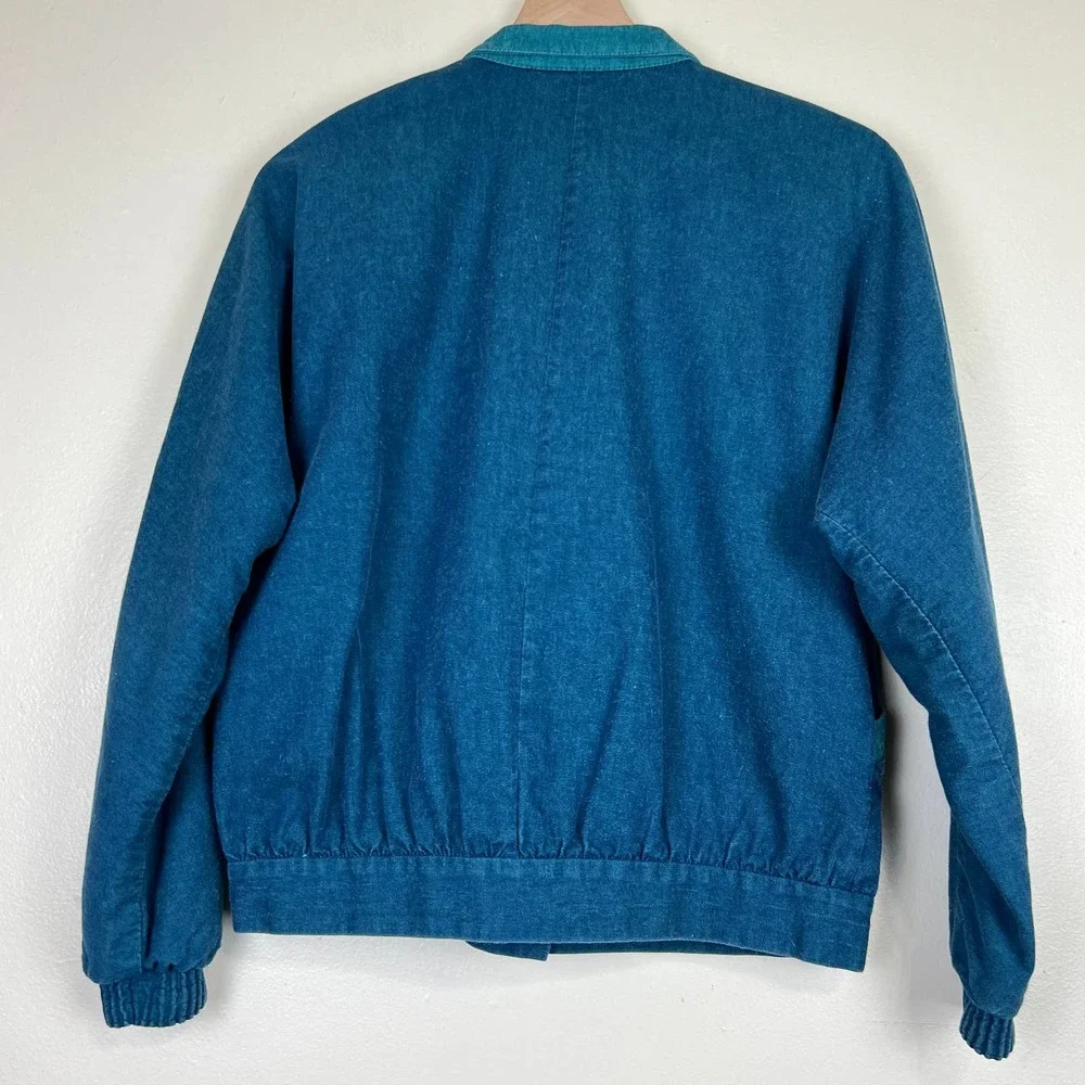 Vintage 80s My Kinda Petite Lightweight Denim Striped Jacket Women's Size XS - Picture 7 of 13